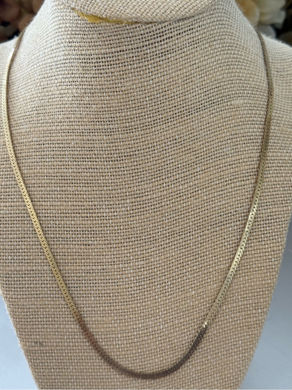 Classic Gold Herringbone Chain Necklace